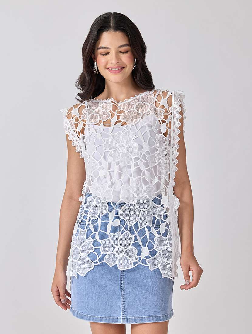women self design sleeveless regular top