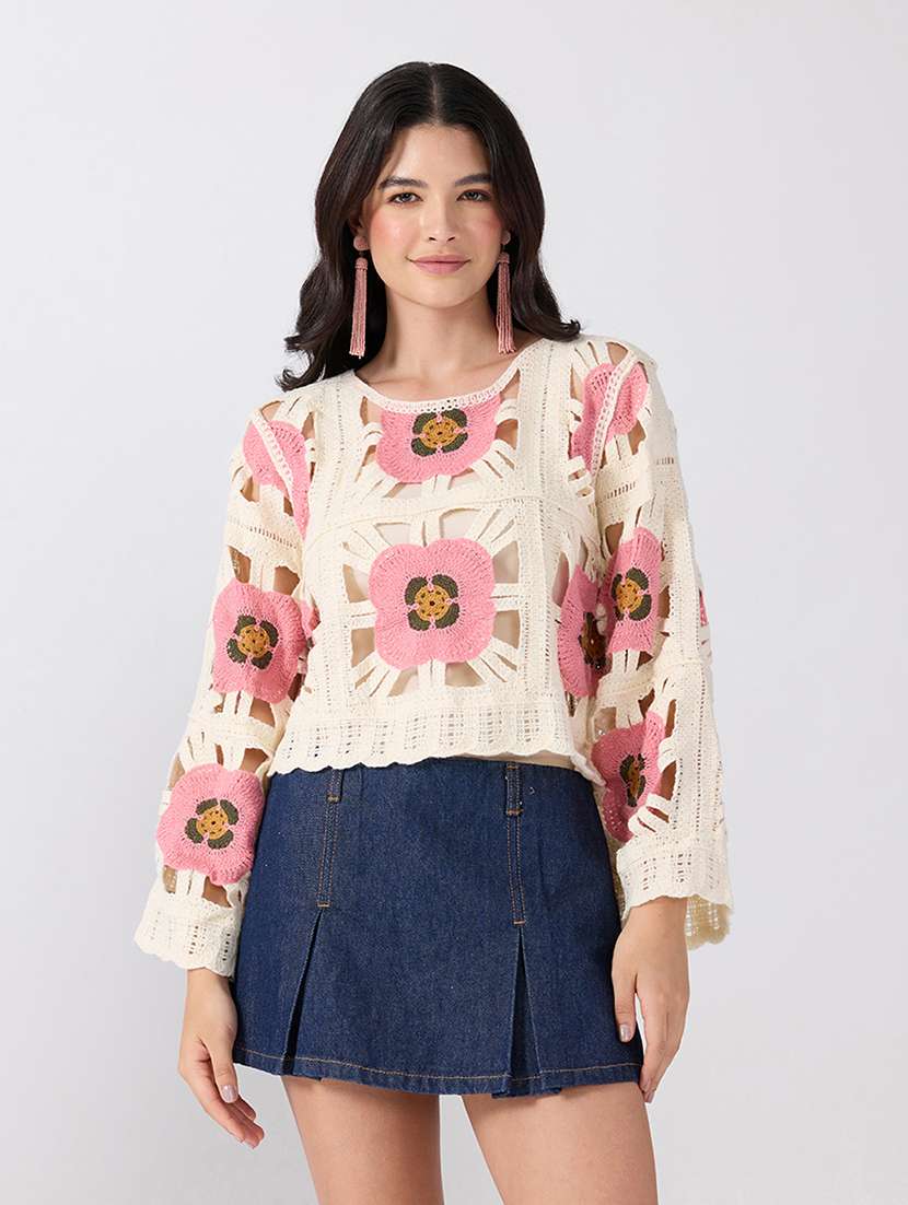 women self design long sleeves regular top