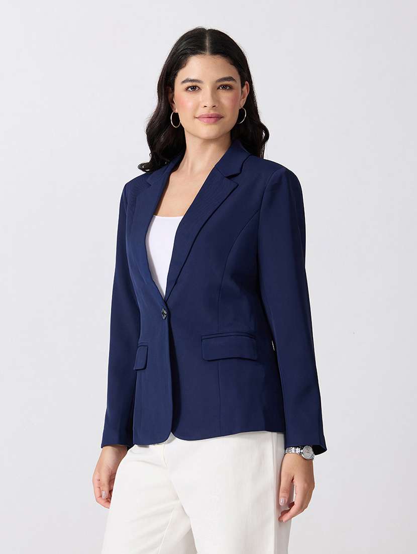Women Solid Long Sleeves Single Breasted Blazer - 22697165 -  Standard Image - 3