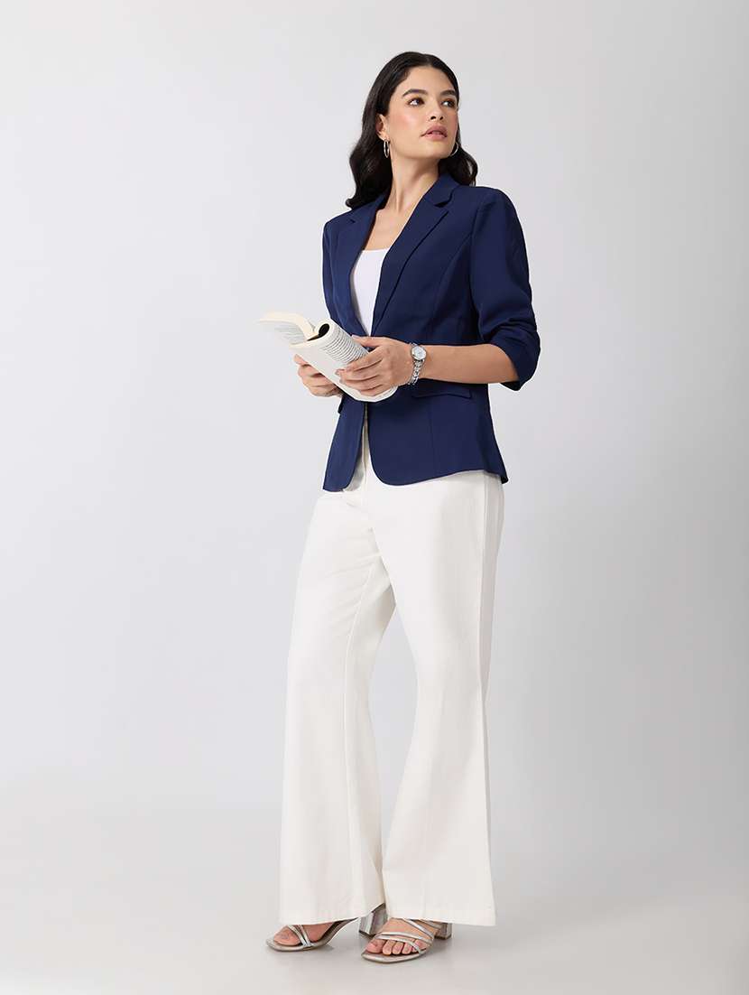 Women Solid Long Sleeves Single Breasted Blazer - 22697165 -  Standard Image - 5
