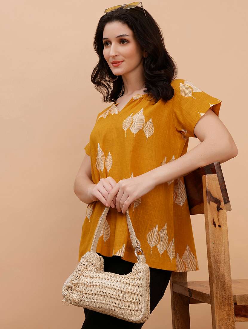 women printed short sleeves regular top