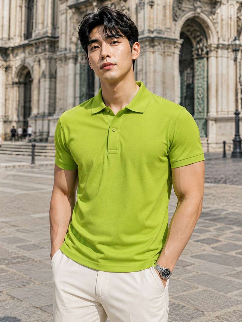 men solid short sleeve regular fit polo t-shirt