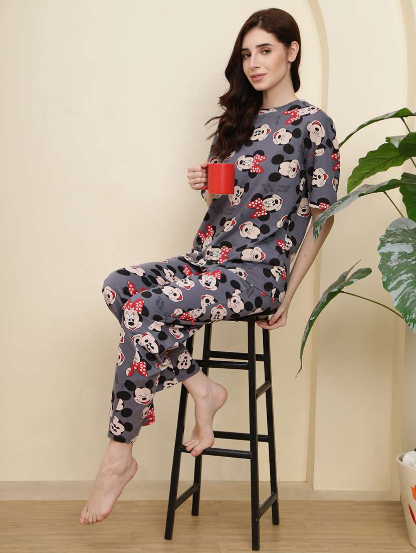 grey cotton blend pyjama set nightwear