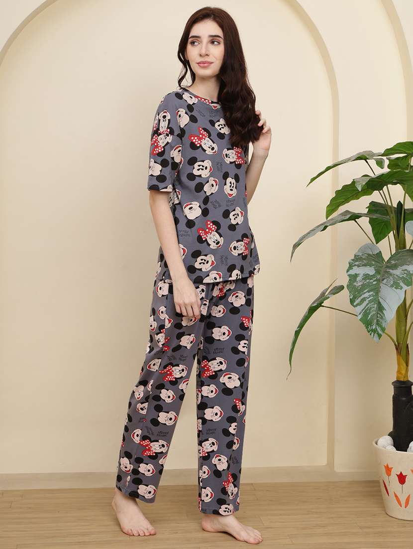 Grey Cotton Blend Pyjama Set Nightwear - 22697973 -  Standard Image - 3