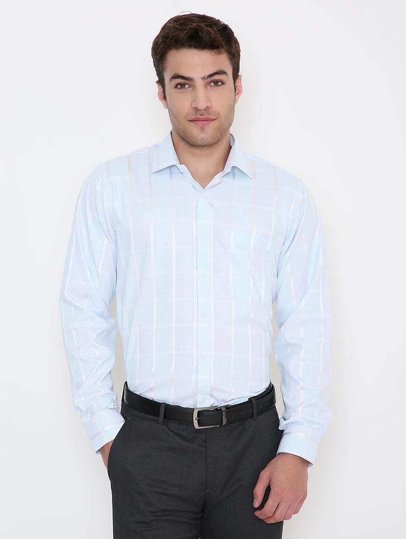men checkered long sleeve slim fit formal shirt