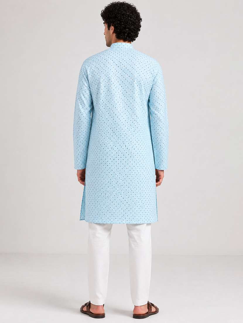 Men Printed Mandarin Neck Long Kurta - 22698015 -  Standard Image - 3