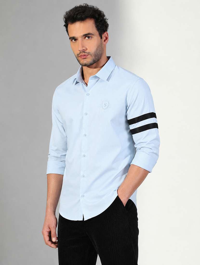 Men Taped Long Sleeve Slim Fit Casual Shirt - 22698068 -  Standard Image - 3
