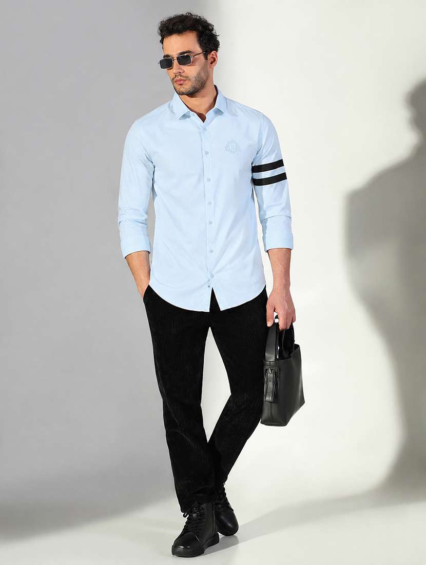 Men Taped Long Sleeve Slim Fit Casual Shirt - 22698068 -  Standard Image - 5