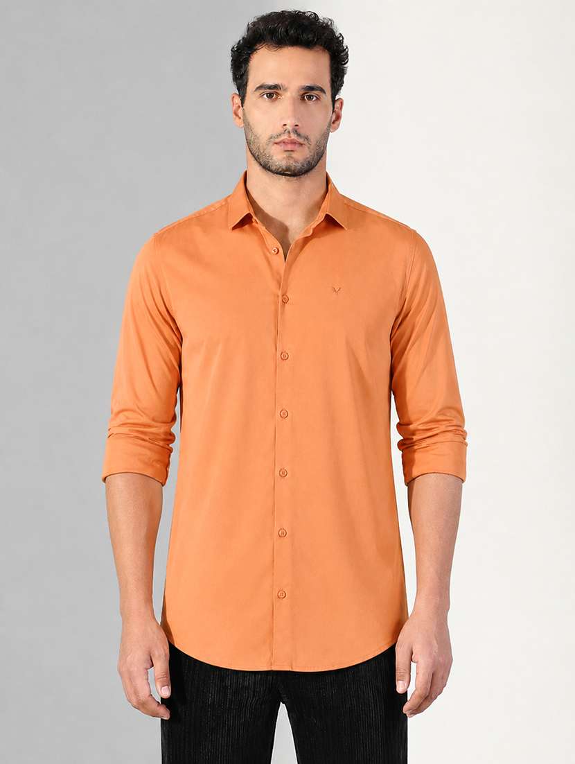 men solid long sleeve slim fit casual shirt