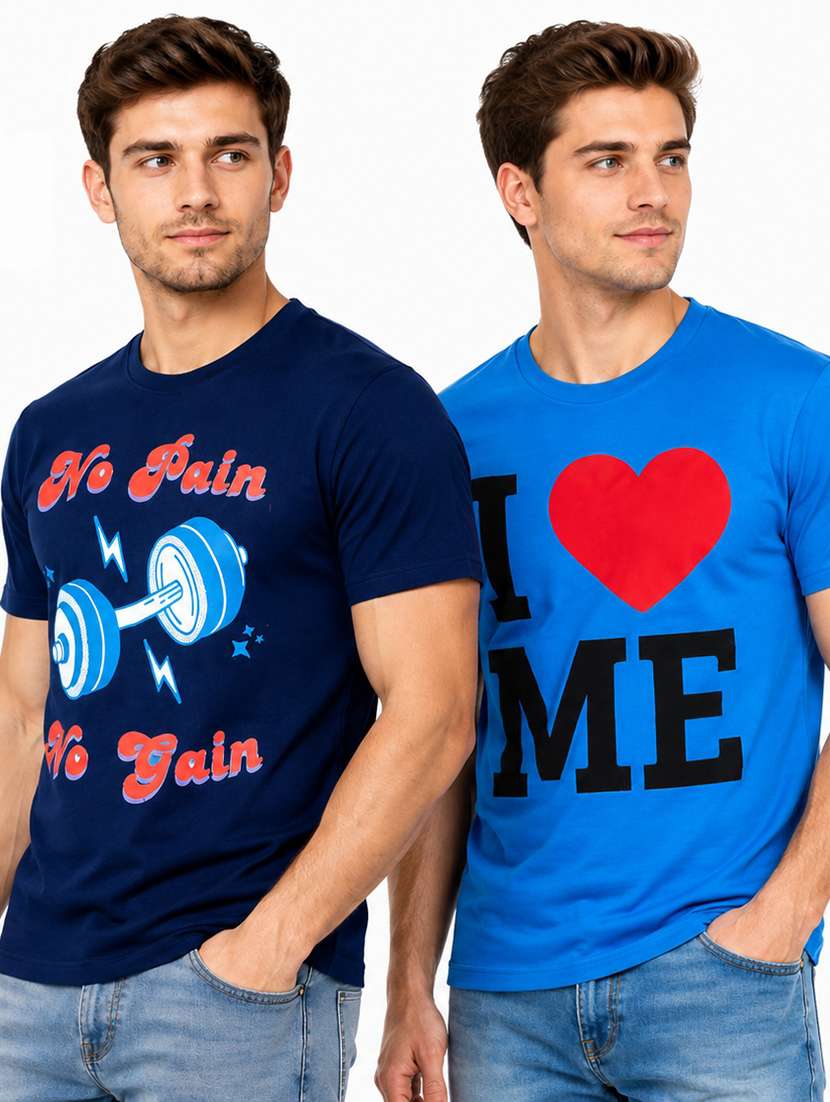 men pack of 2 printed short sleeve regular fit t-shirt