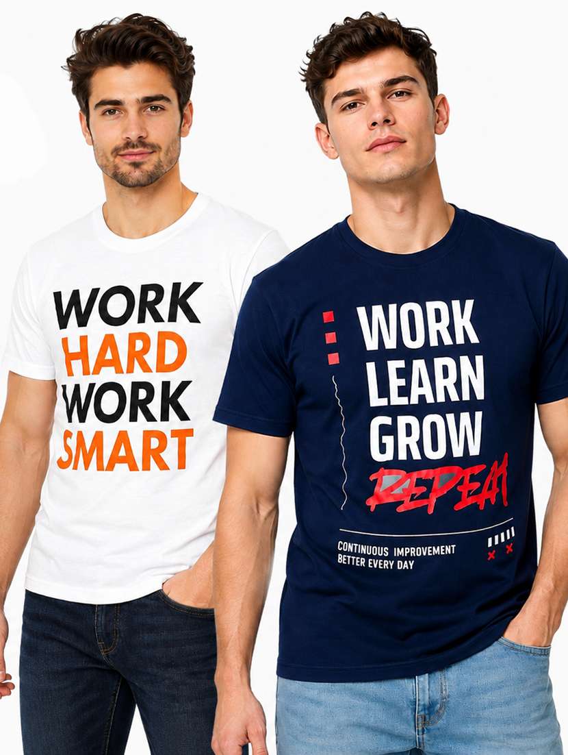 men pack of 2 printed short sleeve regular fit t-shirt