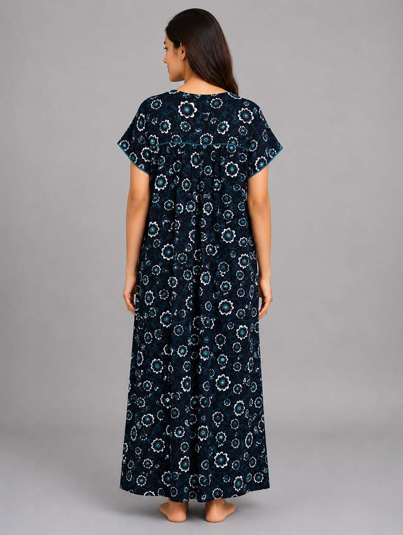 Women Printed Short Sleeves Nighty - 22698776 -  Standard Image - 3