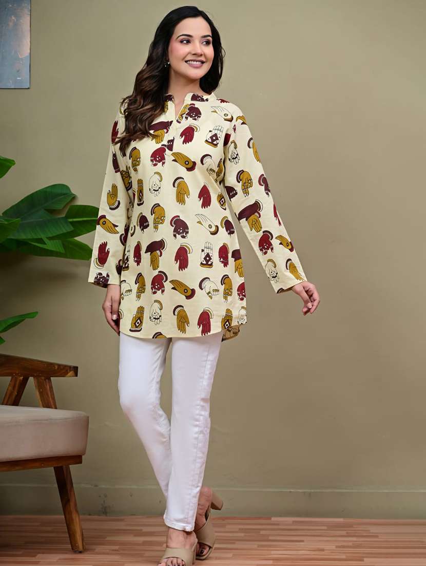 Women Printed Long Sleeves Straight Kurti - 22698792 -  Standard Image - 5