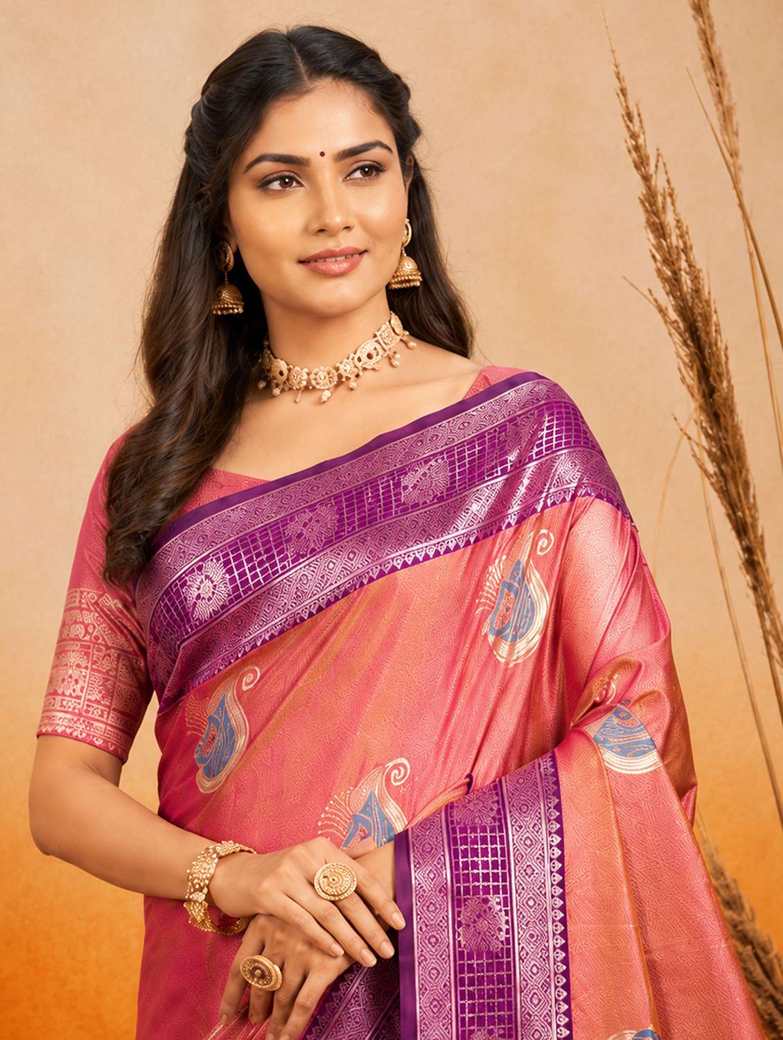 Women Self Design Banarasi Saree With Blouse - 22698845 -  Standard Image - 3
