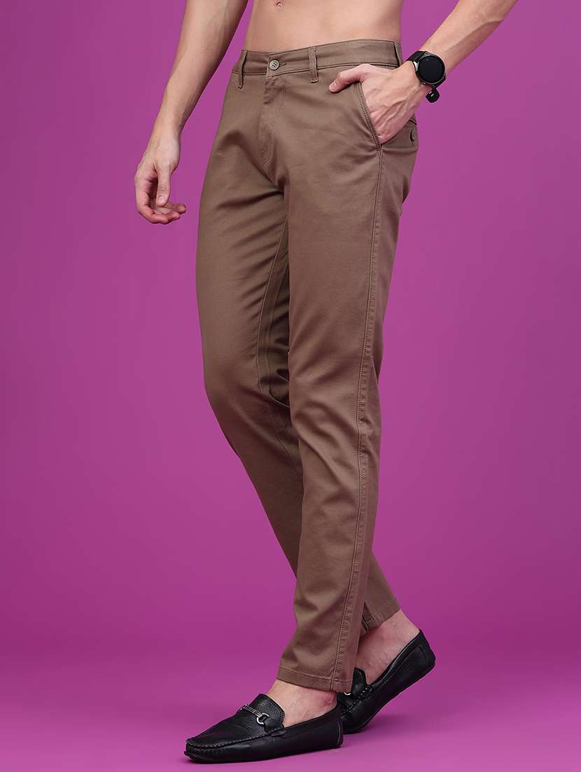 Men Solid Mid Rise Chinos Casual Trouser - 22699141 -  Standard Image - 3