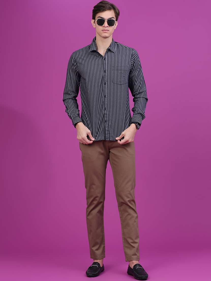 Men Solid Mid Rise Chinos Casual Trouser - 22699141 -  Standard Image - 5