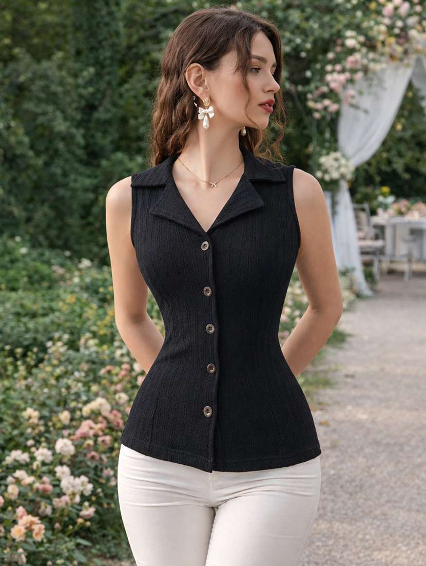 women self design sleeveless regular top