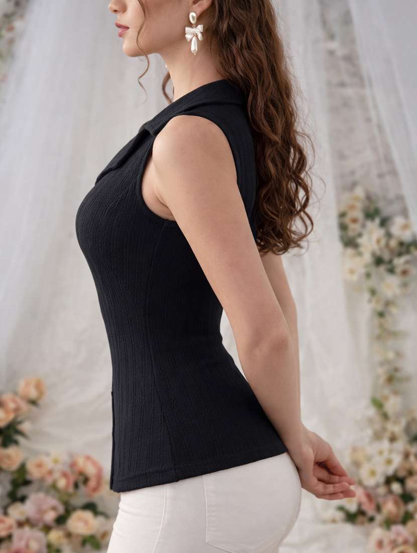 Women Self Design Sleeveless Regular Top - 22699272 -  Standard Image - 3