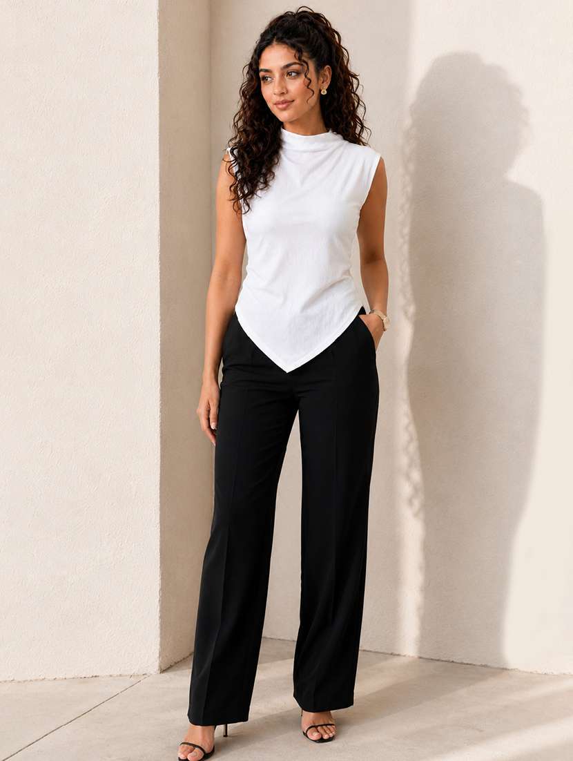 Women Solid Sleeveless Asymmetric Top - 22699326 -  Standard Image - 5