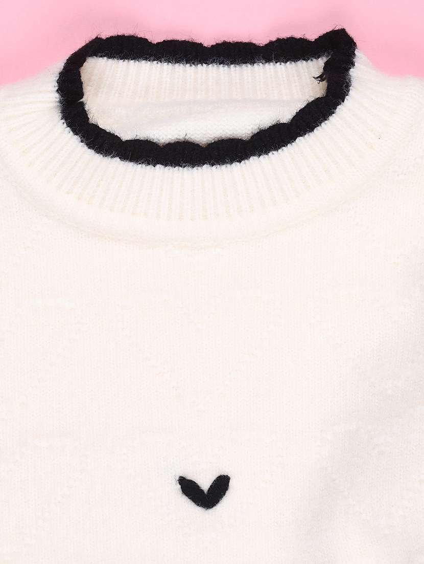 Girls Self Design Long Sleeves Regular Sweater - 22699490 -  Standard Image - 3