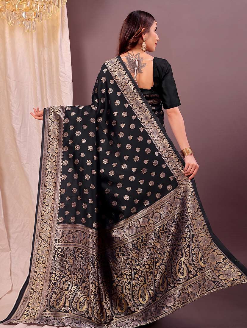 Women Self Design Banarasi Saree With Blouse - 22700657 -  Standard Image - 3