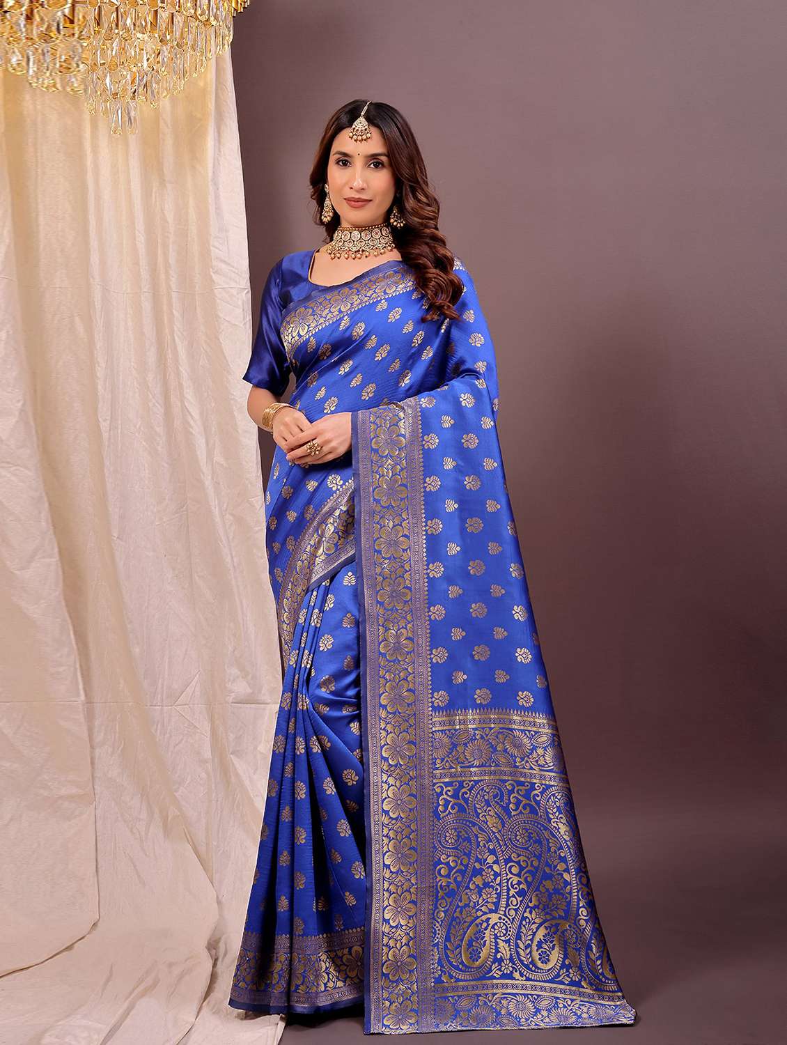 women self design banarasi saree with blouse