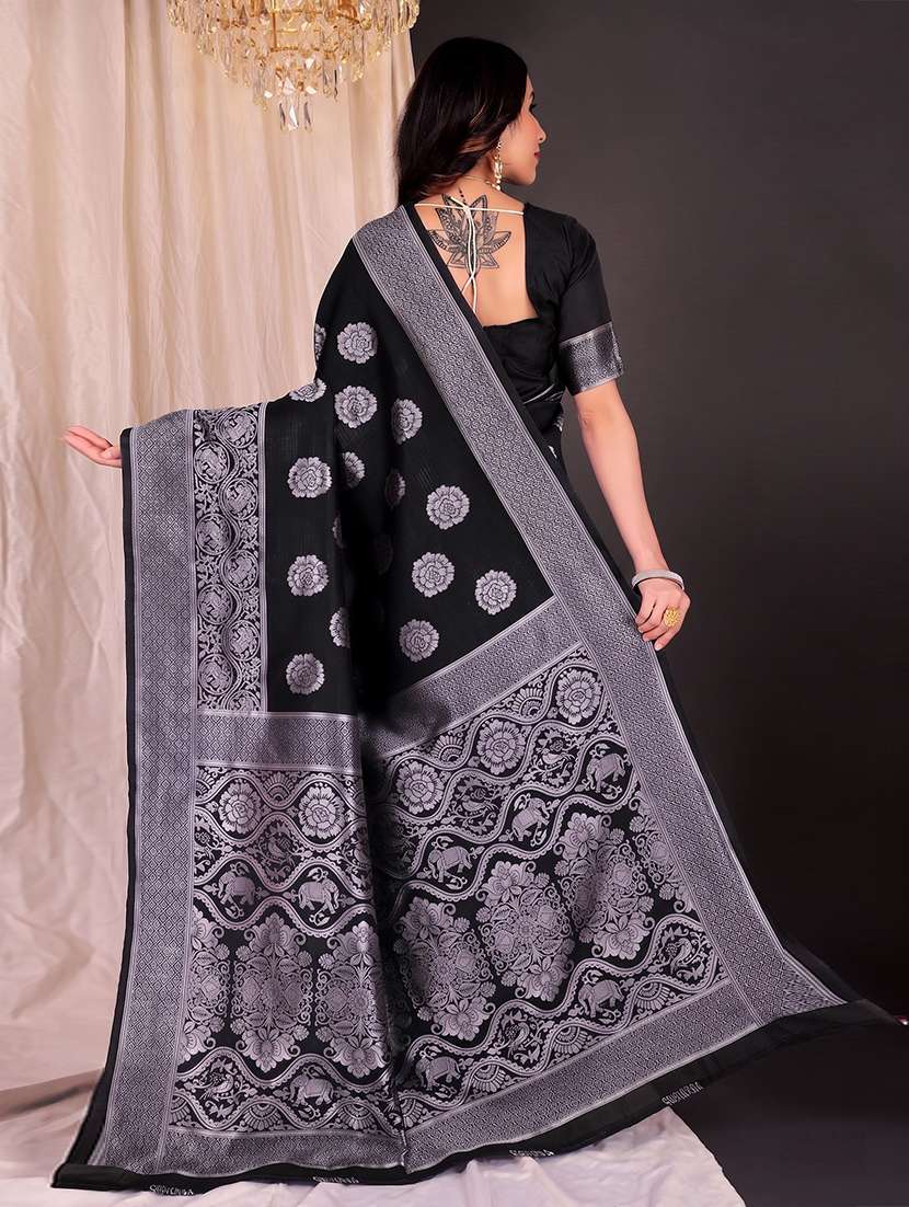 Women Self Design Banarasi Saree With Blouse - 22700695 -  Standard Image - 3