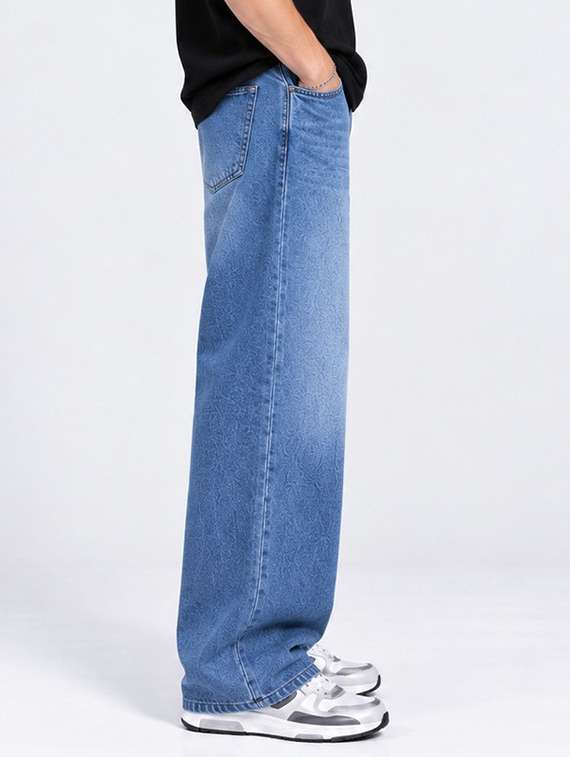 Men Washed Mid Rise Full Length Baggy Jeans - 22700983 -  Standard Image - 3