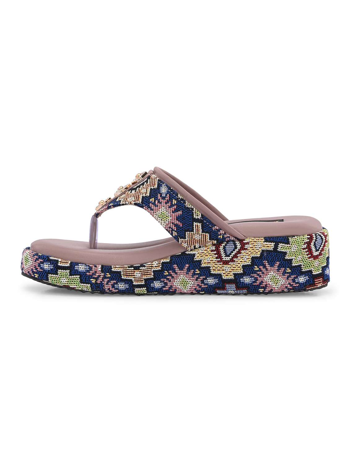 Women Embroidered Toe Separator Wedges - 22701016 -  Standard Image - 3