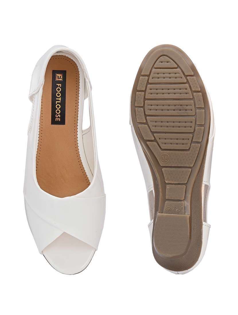 Women Solid Slip On Peep Toe Ballerina - 22701026 -  Standard Image - 5