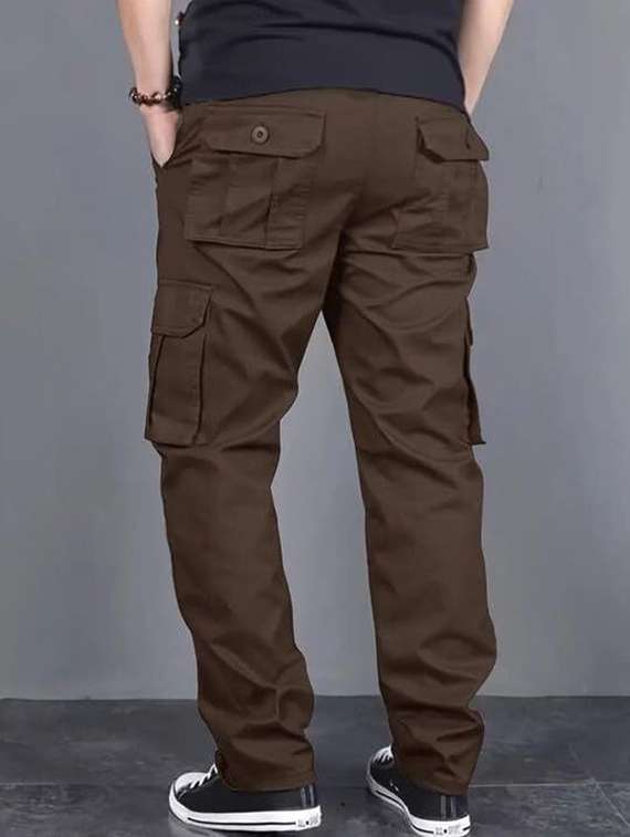 Men Solid Mid Rise Regular Fit Cargo - 22701439 -  Standard Image - 3