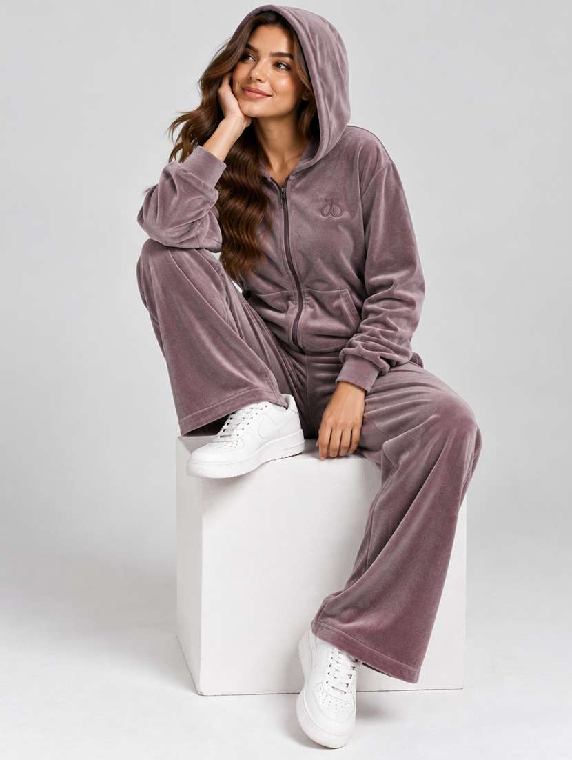 women solid long sleeves active wear set