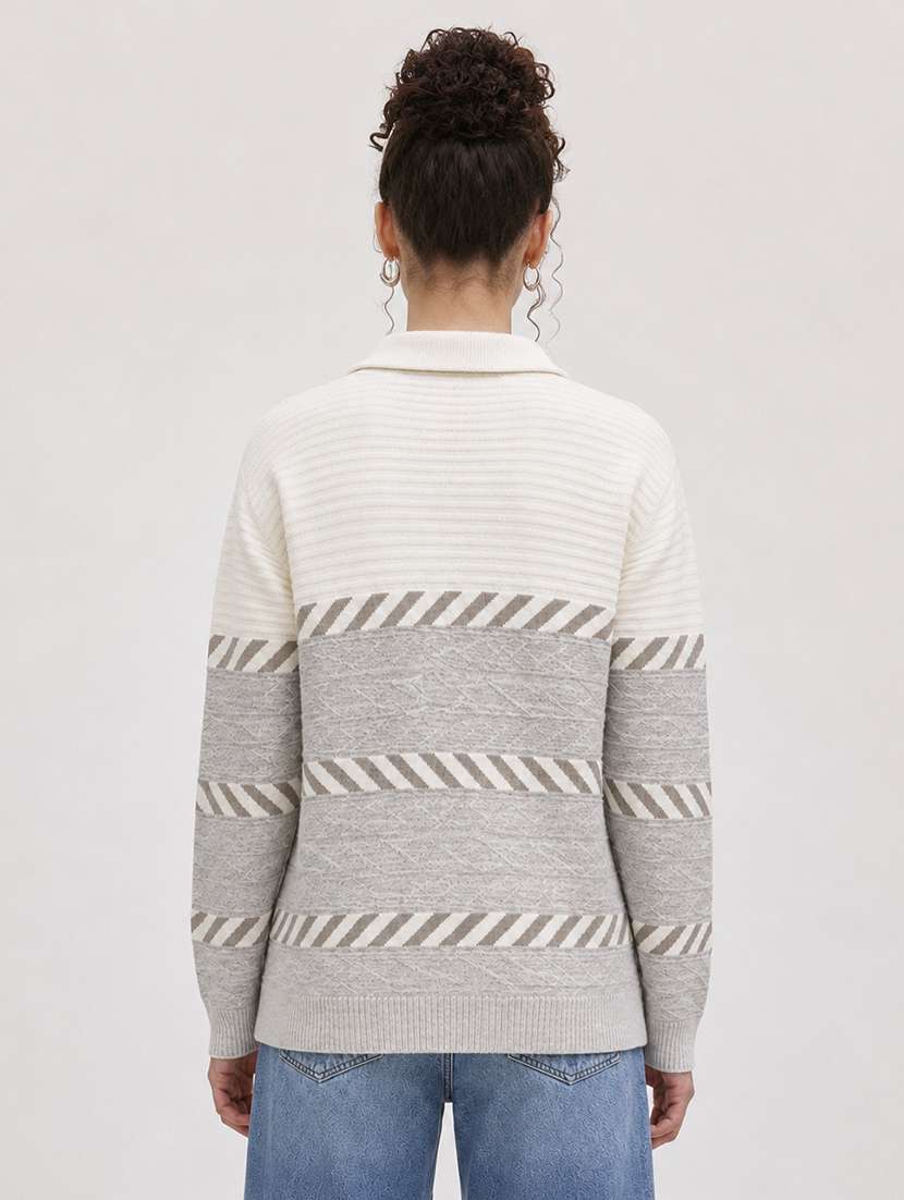 Women Self Design Long Sleeve Pullover - 22701549 -  Standard Image - 3