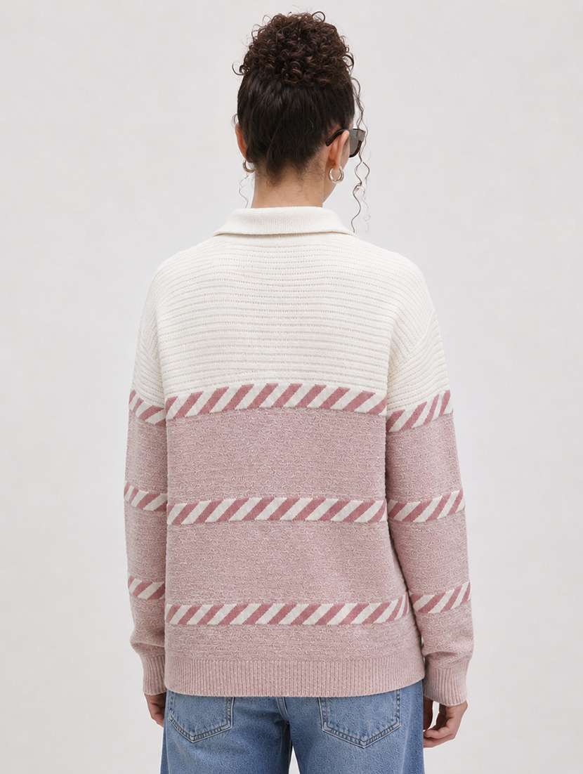 Women Self Design Long Sleeve Pullover - 22701550 -  Standard Image - 3