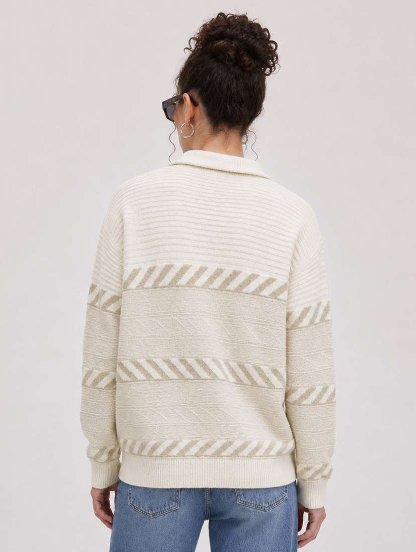 Women Self Design Long Sleeve Pullover - 22701551 -  Standard Image - 3