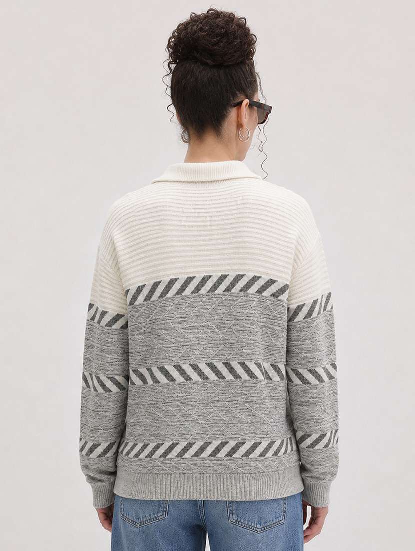 Women Self Design Long Sleeve Pullover - 22701552 -  Standard Image - 3