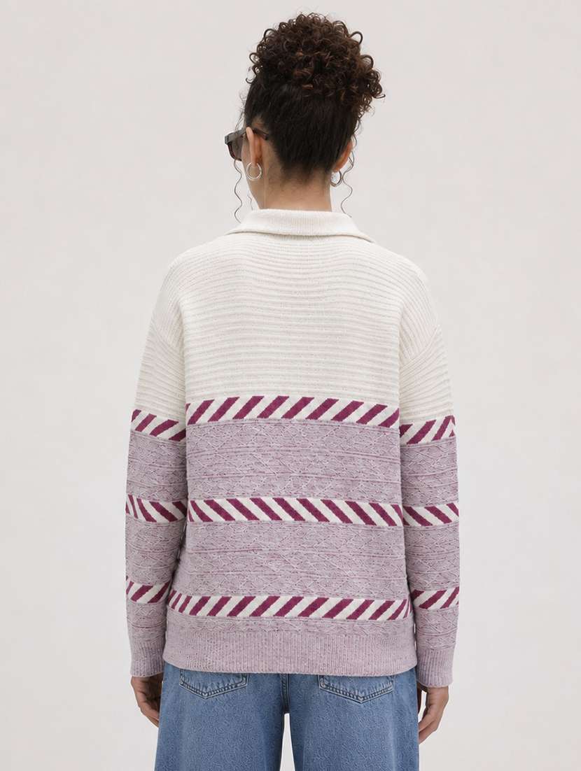 Women Self Design Long Sleeve Pullover - 22701553 -  Standard Image - 3