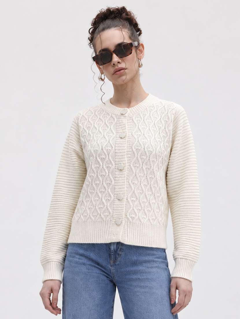 women self design long sleeve cardigan