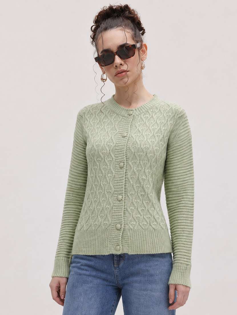 women self design long sleeve cardigan