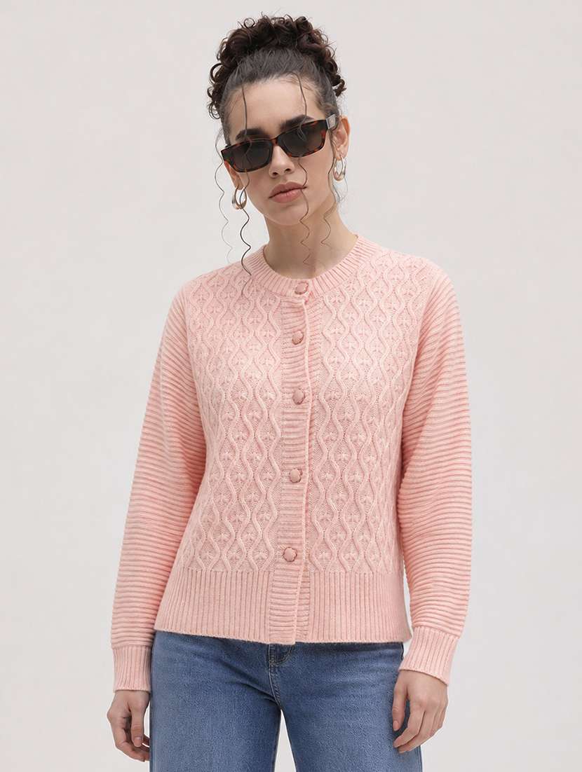women self design long sleeve cardigan