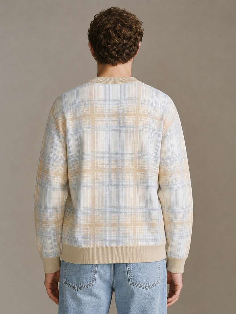 Men Checkered Long Sleeve Regular Fit Pullover - 22701565 -  Standard Image - 3