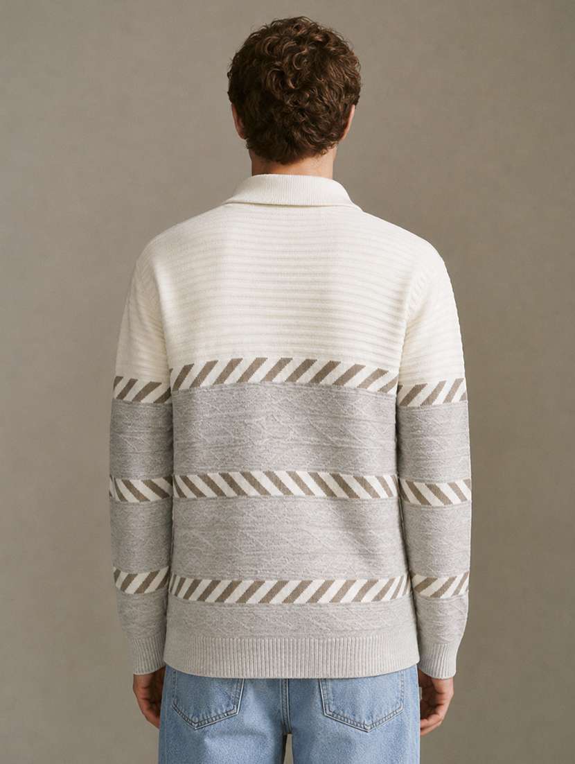 Men Self Design Long Sleeve Regular Fit Pullover - 22701580 -  Standard Image - 3