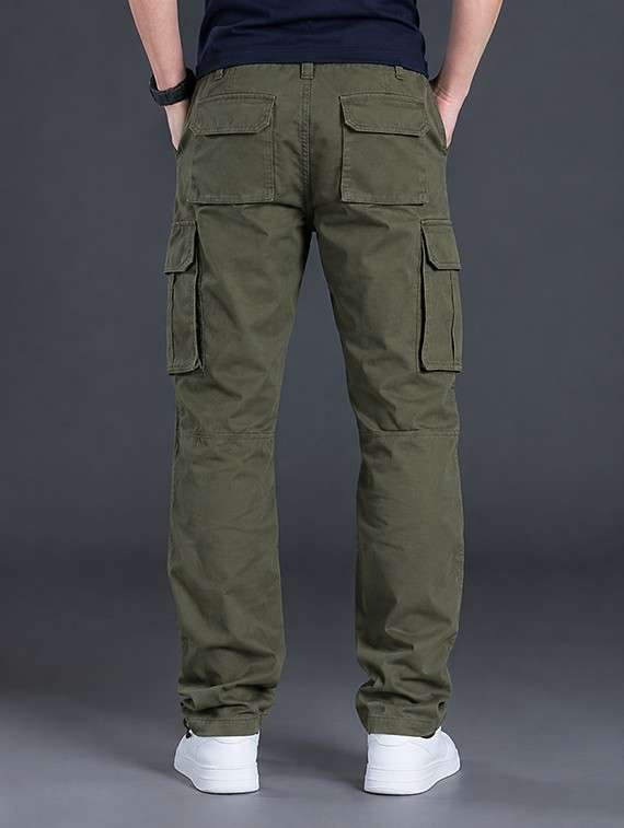 Men Solid Mid Rise Loose Fit Cargo - 22702266 -  Standard Image - 3