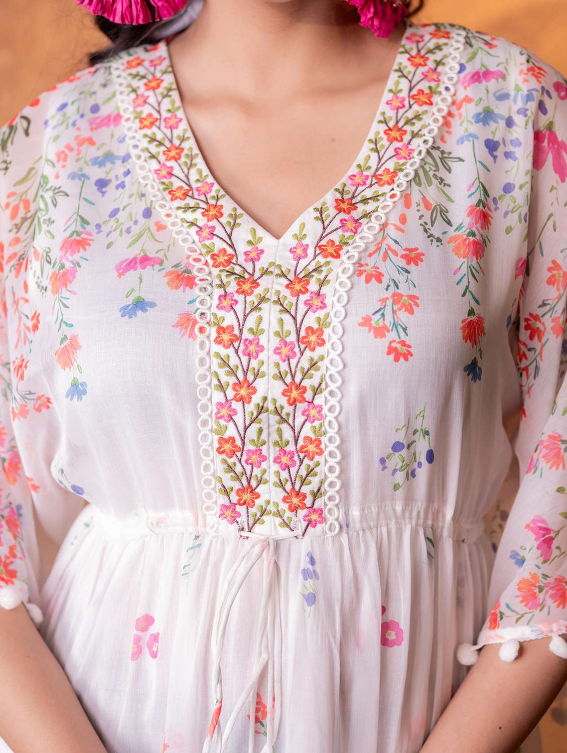Women Printed Three Quarter Sleeves Tiered Dress - 22702347 -  Standard Image - 5