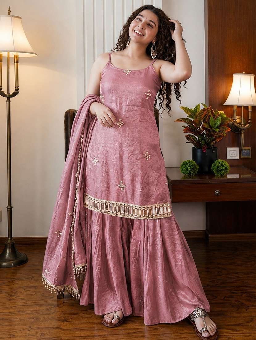 Women Embroidered Sleeveless Kurta Sharara Set With Dupatta - 22702382 -  Standard Image - 3