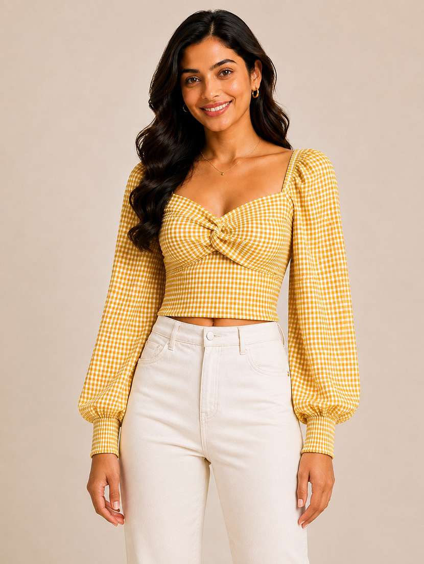 mustard cotton crop top