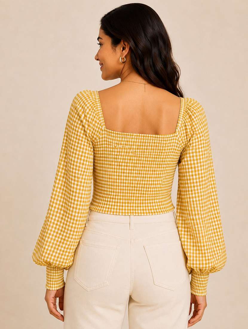 Mustard Cotton Crop Top - 22702477 -  Standard Image - 3