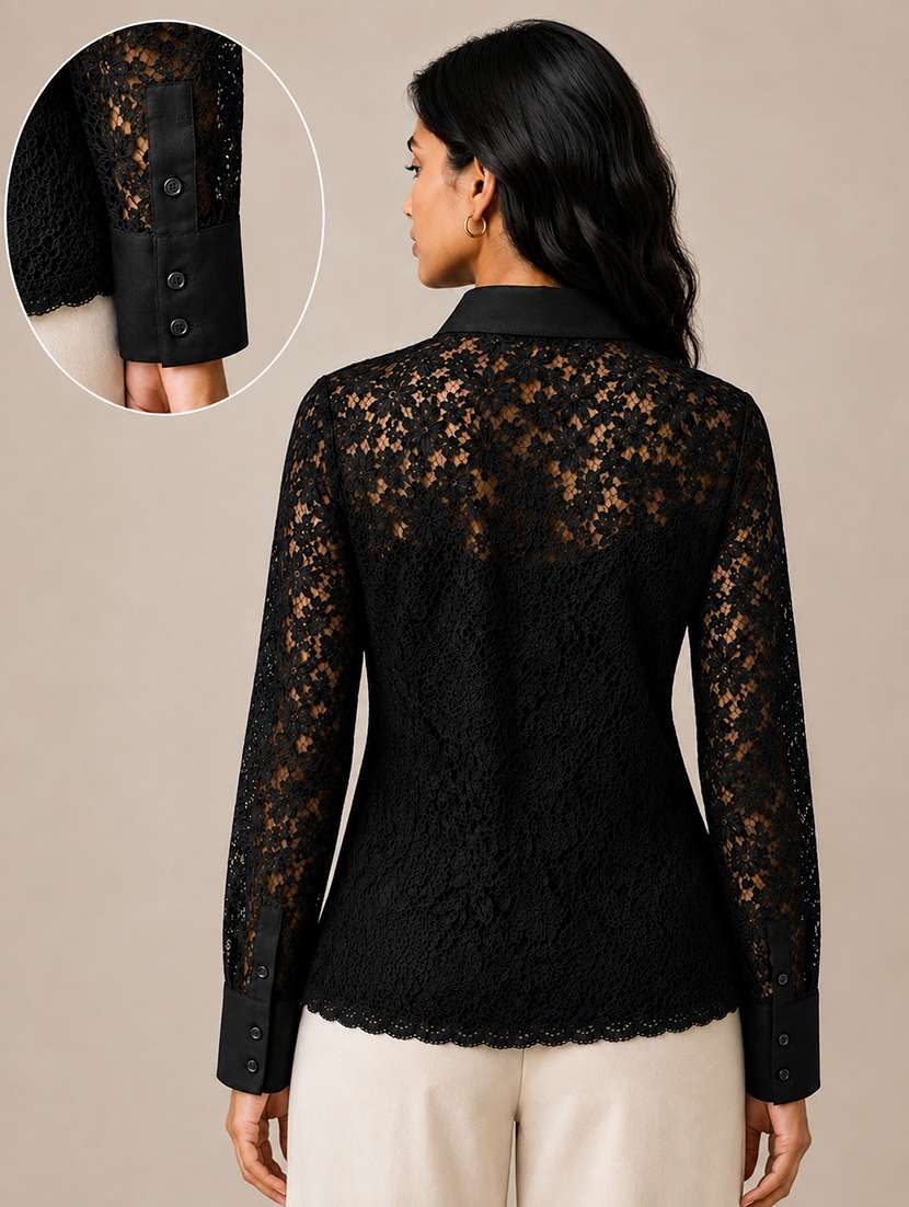 Women Self Design Long Sleeves Regular Shirt - 22702485 -  Standard Image - 3
