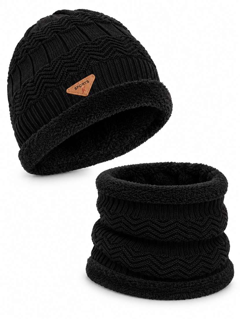 Women Knitted Winter Beanie Cap And A Matching Neck Warmer - 22702587 -  Standard Image - 3