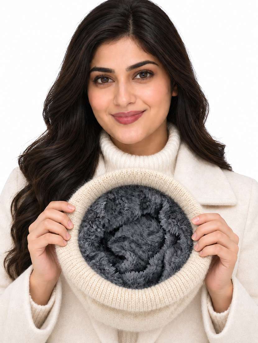Women Solid Winter Cap With Knit Brim - 22702596 -  Standard Image - 3
